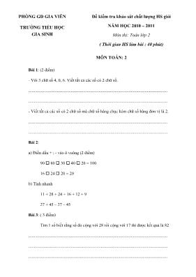 30 Đề tham khảo thi học sinh giỏi môn Toán Lớp 2